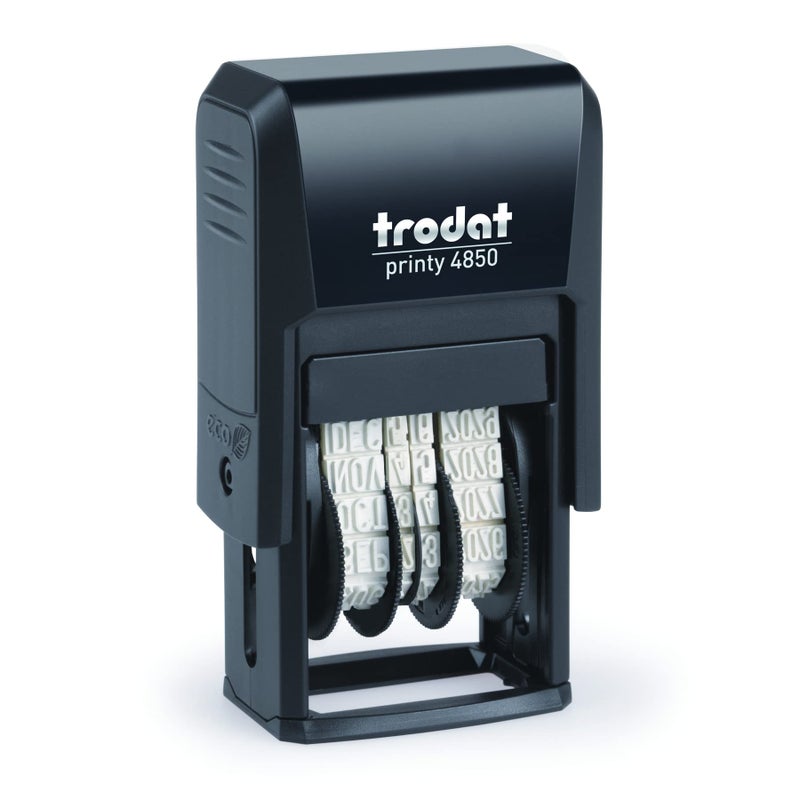 Trodat Printy 4850 Date Stamp â€“ Pocket Sized Self Inking Stamp with Approved, Copy, Entered, Scanned â€“ Blue and Red Ink, 3/4" x 1" - Image 1